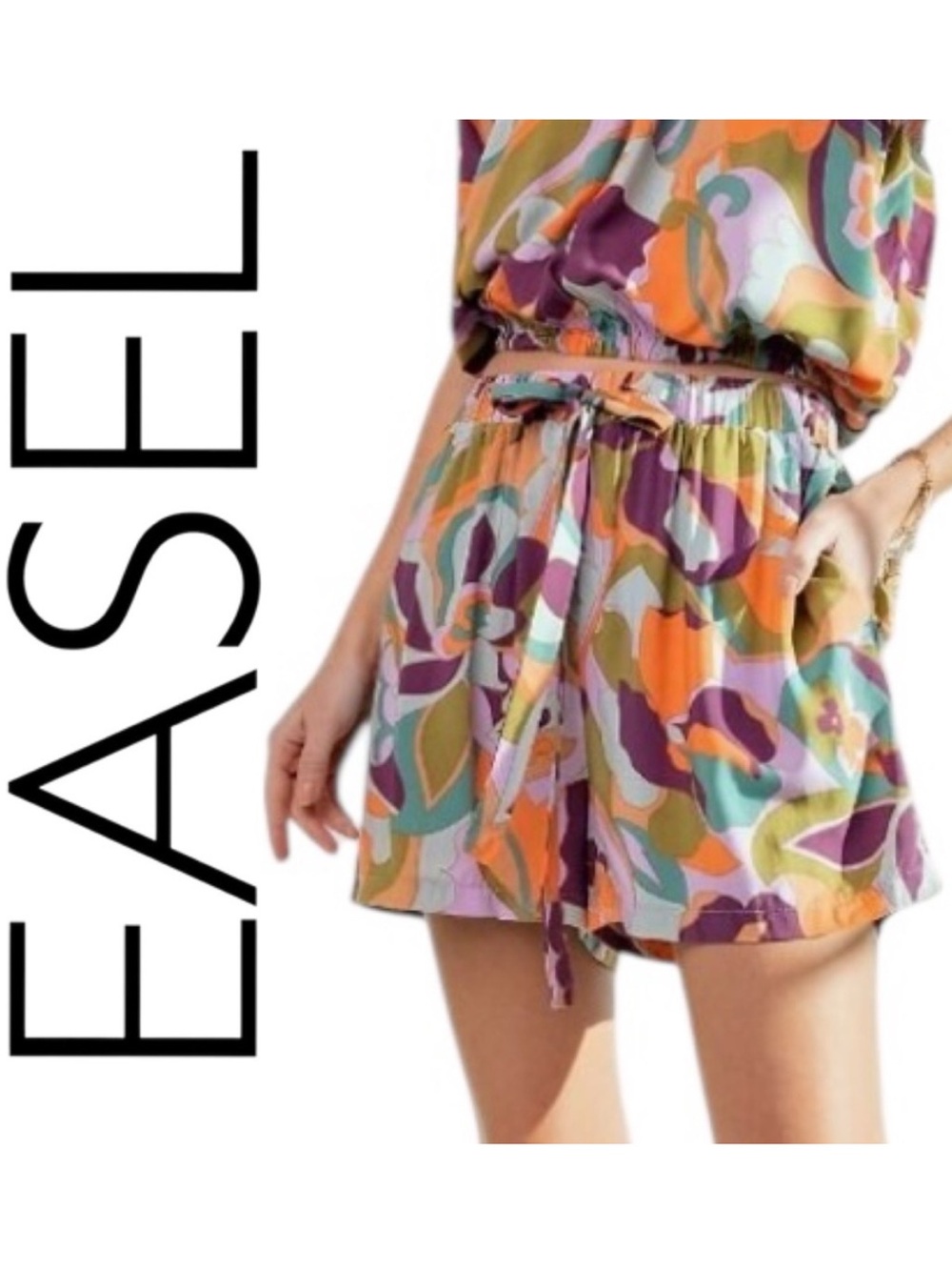 Easel Tropical Floral Drawstring Shorts NWT Size S